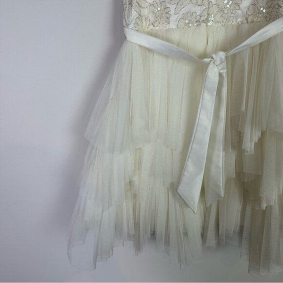 American Princess Floral Stitch Tiered Tulle Rhinestone Girls Dress Size 6 - Picture 7 of 12